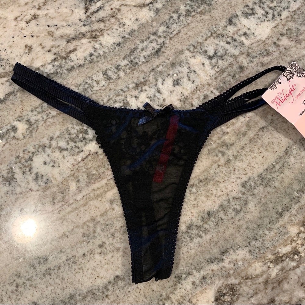 Black Open Crotch Thong Panties